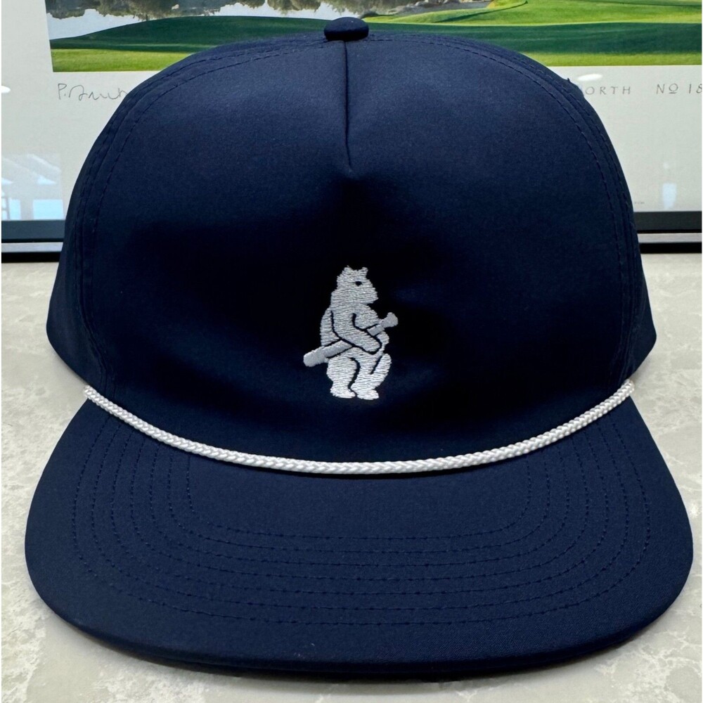 Chicago Cubs 1914 Logo - Port Authority Flat Bill Hat - Men's Adjustable - Navy